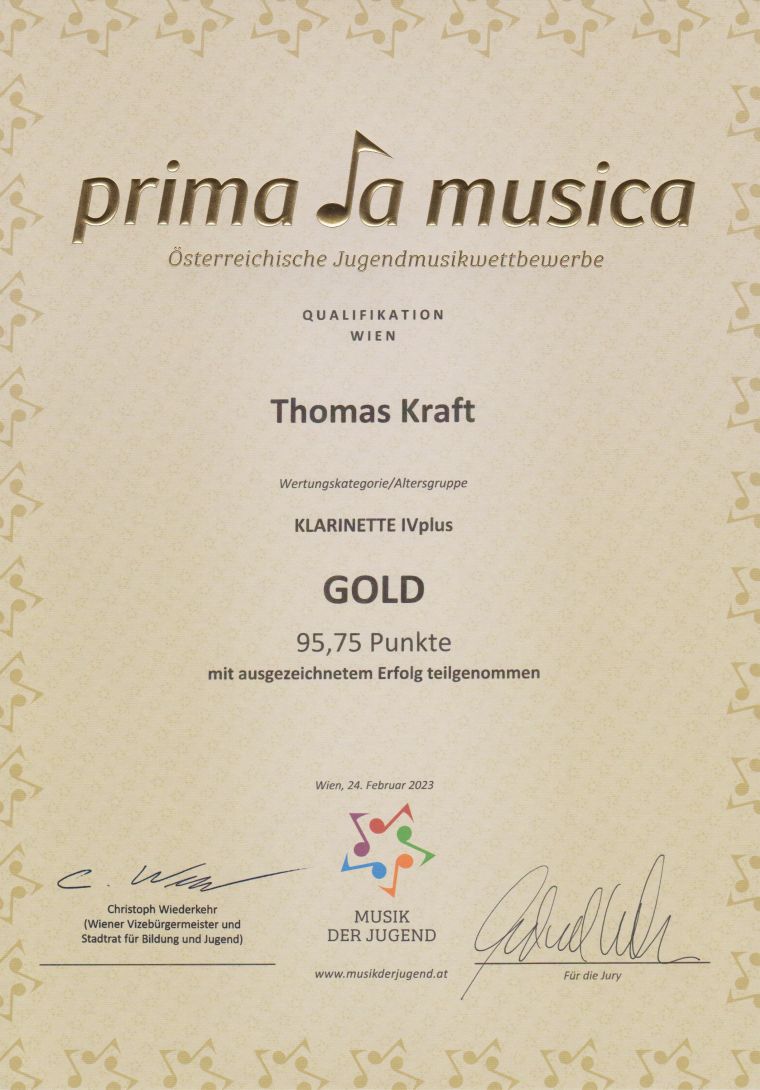 Urkunde_Prima la musica